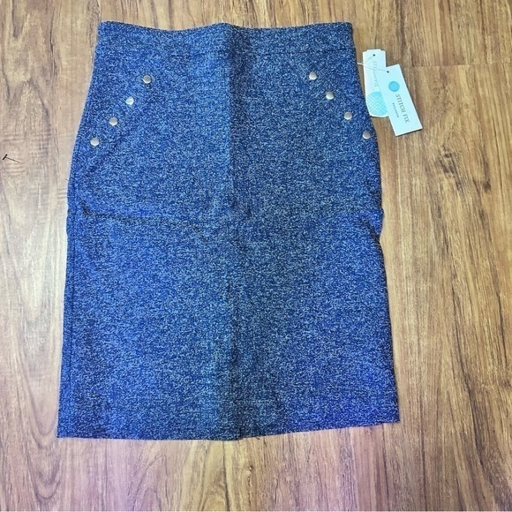 Blue Tweed Skirt with Button Accents Margaret M skirt New NWT stitch fix